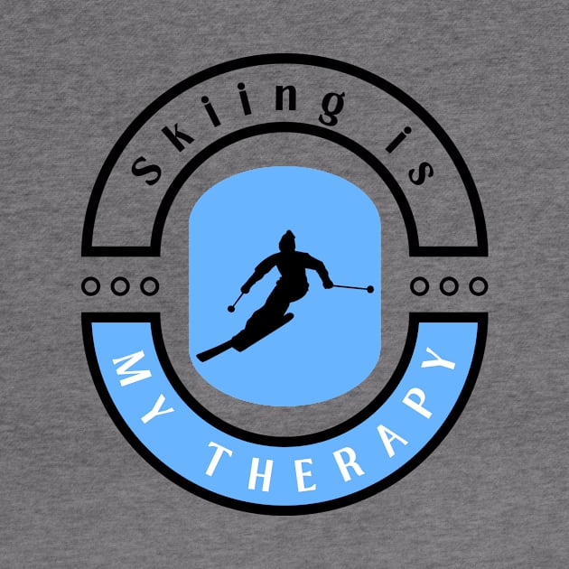 Skiing is my therapy funny motivational design by Digital Mag Store